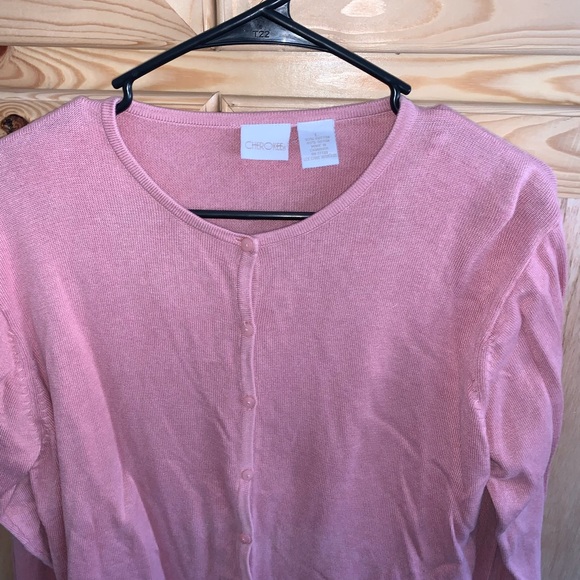 Cherokee pink button front cardigan sweater size L - Picture 2 of 3